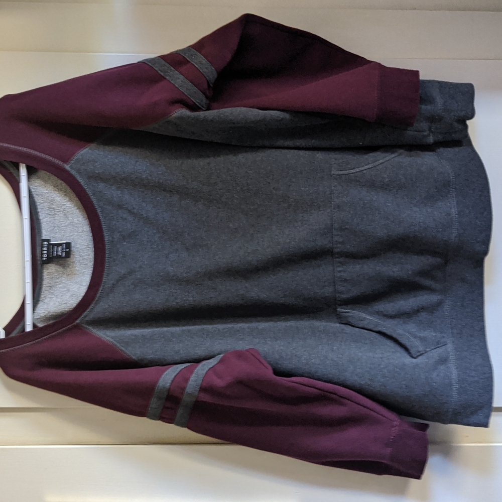Gray and burgundy sweater